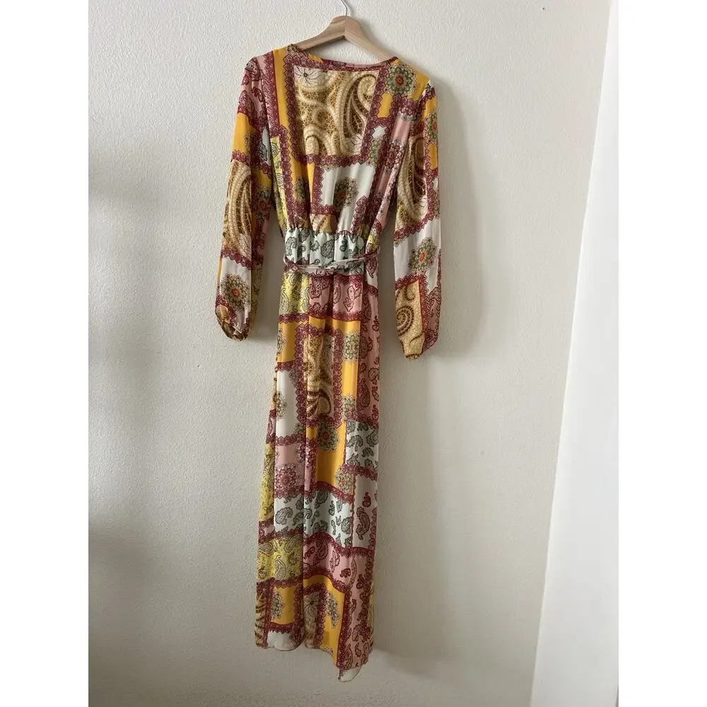 Espresso Womens Boho Maxi Dress Patchwork Paisley Size Large - Picture 3 of 7
